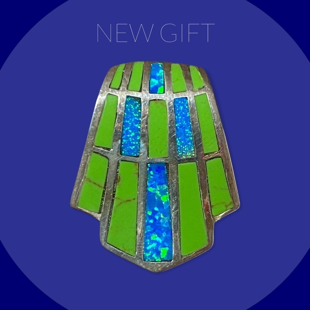Opal turquoise pendant sterling silver